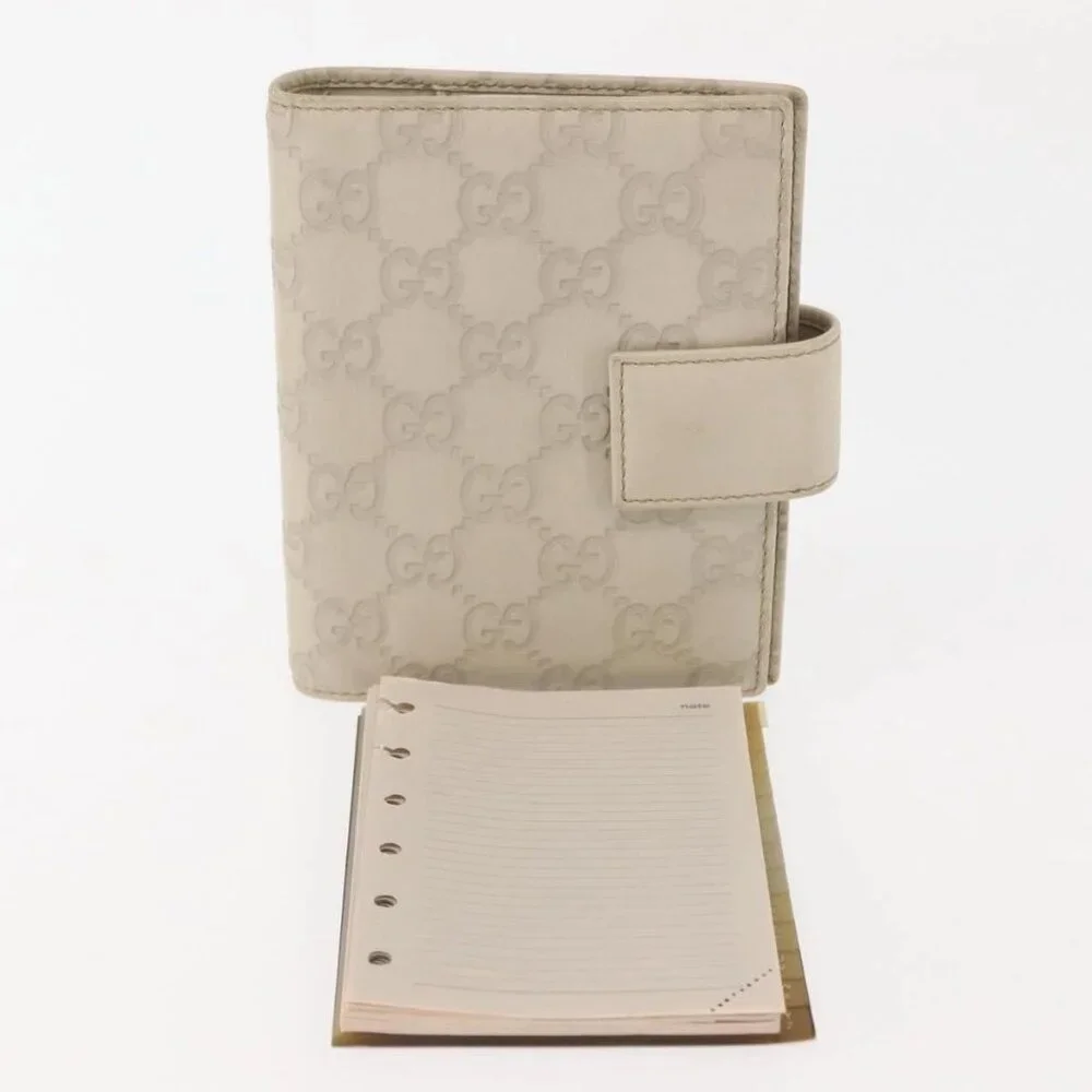 GUCCI GG Canvas Guccissima Day Planner Cover Leather White